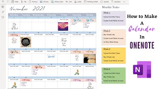 How to organize your Calendar In OneNote  Design a Calendar In OneNote [upl. by Monsour]