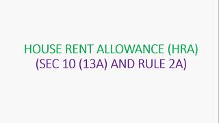 HRA How to calculate HRA Exemption SEC 10 13A AND RULE 2A for salary person [upl. by Einnus]