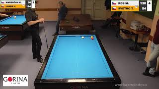 Czech league  Balkline 522  1st class  5th round  Martin Kos v Tibor Svetko [upl. by Nesilla]