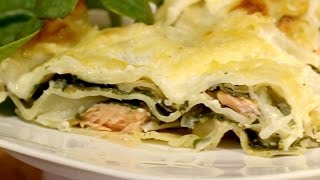 Recette  les lasagnes au saumon et aux épinards [upl. by Accire]