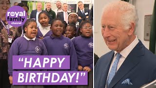 King Charles Treated to Sweet Rendition of ‘Happy Birthday’ by School Kids [upl. by Anaili]