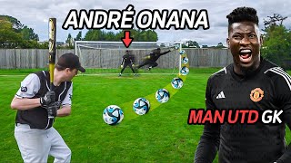 ANDRE ONANA VS BASEBALL BATTER Can he save a 195kmh ball [upl. by Niamrej]