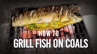 How to grill a whole fish on a charcoal grill  5 mins recipe [upl. by Ahsimet]