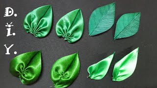 DIY Satin Ribbon Leaves  Tutorial  MyInDulzens [upl. by Harak]