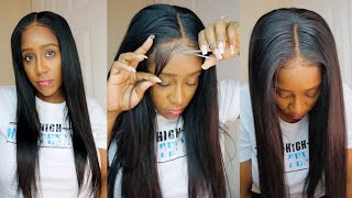 4x4 LACE CLOSURE STRAIGHT WIG INSTALL  HOW TO INSTALL A GLUELESS WIG WITH NO GLUE  ALI GRACE HAIR [upl. by Perni671]