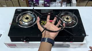 Prestige magic plus 2 burner gas stove review in hindi  2burner gas stove Glass Top  GTMP02 [upl. by Acir970]