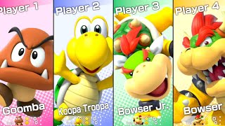 Super Mario Party Jamboree Mega Wigglers Tree Party  Bowser VS Bowsers Jr VS Goomba VS Koopa Troopa [upl. by Hannaoj]