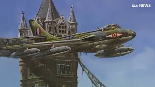 RAF pilot remembers flying Hawker Hunter jet through Tower Bridge  ITV News [upl. by Nylde]