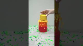 Tower of Colored Plastic Beads and Seven Wooden Cups Oddly Satisfying [upl. by Mixam162]