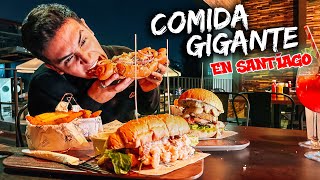 PROBANDO COMIDA GIGANTE CON PAPAS Y BEBIDA INFINITA 😱🇨🇱  BOMBO BURGER [upl. by Hadihsar]