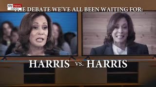 Sky News host reacts to Kamala Harris ‘debating herself’ [upl. by Kester610]