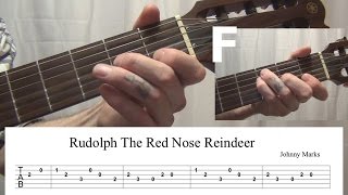 Rudolph The Red Nosed Reindeer Guitar Lesson Tabs and Chords [upl. by Darrick]