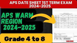 Aps date sheet 1st term 2024  Grade 4 to 8 apsacs date sheet warm regioncentralised based [upl. by Patty]