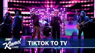 TikToker Posts Dad’s 43 Year Old Song It Goes Viral They Appear on Kimmel [upl. by Nevetse]