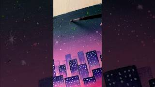 😻🌜Night city borealis landscape painting painting for beginners [upl. by Enilkcaj479]