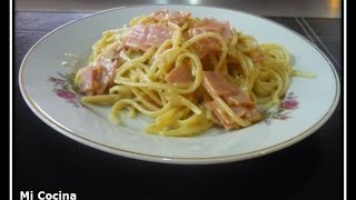 SPAGHETTI  ESPAGUETI CON CREMA DE LECHE  Mi Cocina [upl. by Ardekahs]