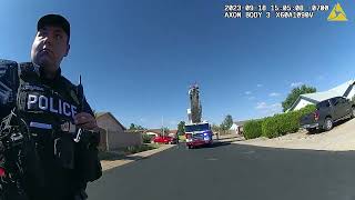 Sierra Vista Police Department Officer Joshua Humphrey is the first to arrive at my house fire [upl. by Helmer]