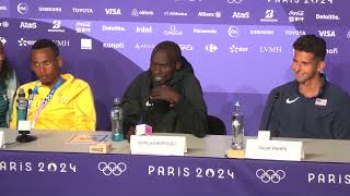 Joshua Cheptegei Sprints To Olympic 10000m Gold Press Conference [upl. by Deehahs]