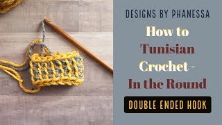 How to Tunisian Crochet in the Round  Double Ended Hook [upl. by Bound]