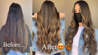 HOW TO ACHIEVE A BALAYAGE WITH BABY LIGHTS  Blonde me  Dark Hair  Root Melt [upl. by Durand]