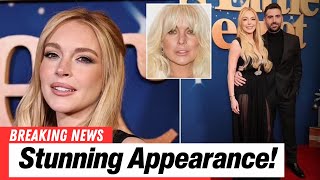 Lindsay Lohan stuns in black gown at ‘Our Little Secret’ premiere  Entertainment News [upl. by Eelyab]