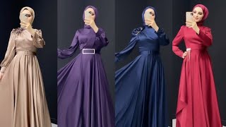 En şık Tesettür kombin Modelleri Tesettür Elbise Abiye  Hijab Dresses [upl. by Ahsied]