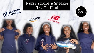 SCRUBS amp SNEAKERS TRYON HAUL Uniform Advantage Amazon Etsy amp More [upl. by Nugent]