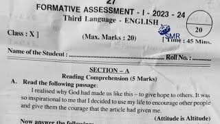 AP 10th class fa1 English question paper 💯💯real [upl. by Ansela529]