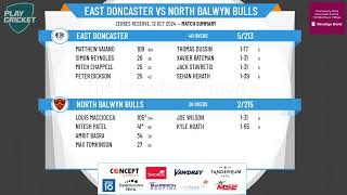 ECA 01 Dunstan Shield  Round 1  East Doncaster 1st XI v North Balwyn Bulls 1st XI [upl. by Oam]