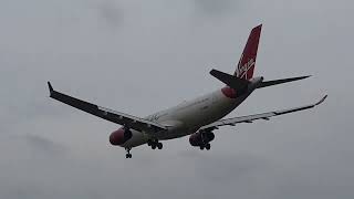 Thick cirrostratus sunset Virgin Atlantic A333 landing at BGI [upl. by Alyse672]