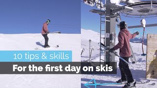 How to Ski  10 Beginner Skills for the First Day Skiing [upl. by Noiroc25]