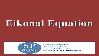 S3 MSc PDE Lecture 12The Eikonal Equation [upl. by Bashemath]