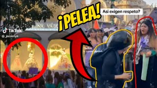 ¡MOTOCICLISTA VS FEMINISTA VANDALIZAN TIENDA DE VESTIDOS DE BODA [upl. by Naiva765]