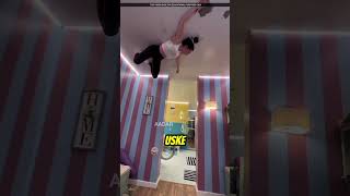 This Girl Becomes Spider Man and Sticks to Roof [upl. by Lyndell]