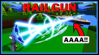 Destructive SATELLITE RAILGUN Cuts Builds In Half In Build A Boat For Treasure ROBLOX [upl. by Hussar281]