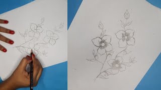 How to Draw Beautiful Flowers  Flower Outline Drawing with Circles  Simple Flower Drawing Tutorial [upl. by Aiuqcaj]