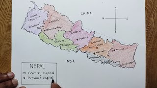 Easy way to draw Map of Nepal step by step Nepal map drawing easily [upl. by Aiki143]