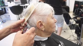 88 YEARS OLD SHORT HAIRCUT  ANTI AGE UNDERCUT PIXIE  GREY HAIR [upl. by Euqram]