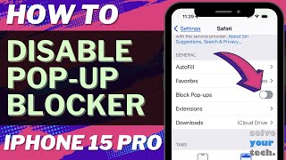 How to Disable Pop Up Blocker on iPhone 15 Pro [upl. by Atig]