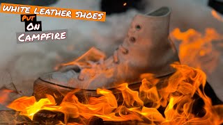 Burning shoes white leather converse fire stuff [upl. by Assetnoc402]