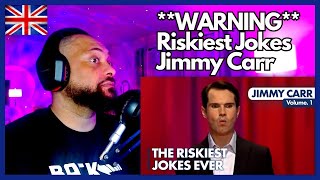 AMERICAN REACTS TO  Riskiest Jokes  VOL 1  Jimmy Carr [upl. by Donohue]