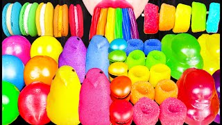 ASMR Rainbow Dessert Peeps Marshmallow Macaron 마쉬멜로우 마카롱 레인보우 디저트 먹방 Mukbang Eating [upl. by Fiertz190]