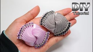 DIY  Tutorial Kanzashi Galaxy Satin Ribbon  Elegant Brooch  Gurita manja  How to make Flower [upl. by Bonni356]