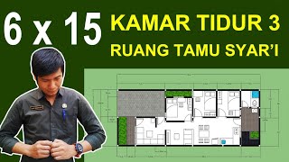 Denah Rumah 6x15 Kamar Tidur 3 plus Jemuran di Atas [upl. by Durrace]