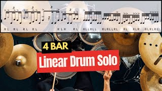 4 Bar Linear Drum Solo  ♩  50 bpm  ♩  65 bpm  ♩  90 bpm [upl. by Libnah]