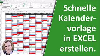 Schnelle Kalendervorlage in Excel erstellen [upl. by Saxet]