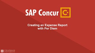 Concur  Expense Report with Per Diem [upl. by Olim]