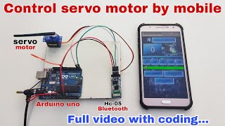 How to control servo motor by mobile hc05 Bluetooth module project hr robotics [upl. by Beichner]