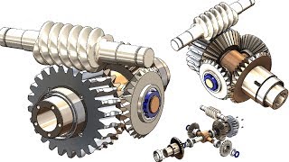 SolidWorks Tutorial 275  advanced differential gear box  speed reducer worm gear amp spider gears [upl. by Chuipek924]