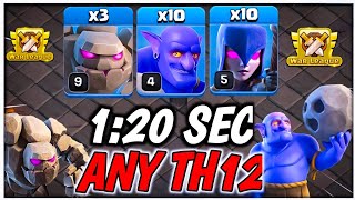 Th12 Golem Witch Bowler Attack With 8 Zap Spell  Th12 Bowler Attack  Th12 Attack Strategy  Cwl [upl. by Ariane]